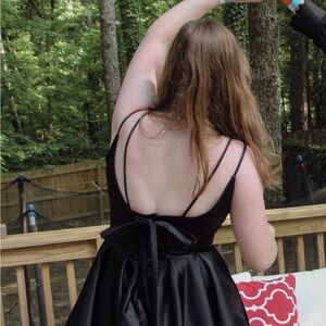 Elegant Black Satin Dress